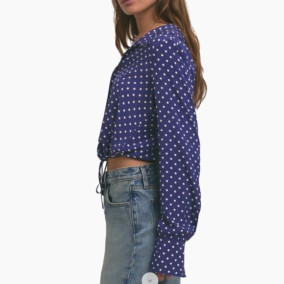 NWT $218 Favorite Daughter The Parker Polka Dot Long Sleeve Button-Up Shirt XS! - Picture 3 of 11